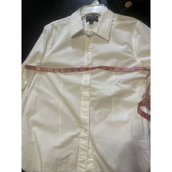 J.Crew Wren Slim Size 10 Shirt Stretch Cotton Poplin White Classic Minimalist - Picture 6 of 7